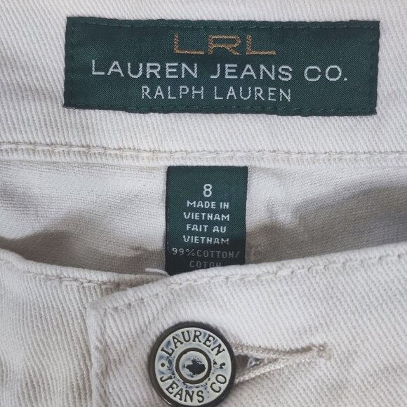 LRL Lauren Jeans by Ralph Lauren women's size 8 white ankle crop straight leg - Picture 6 of 12